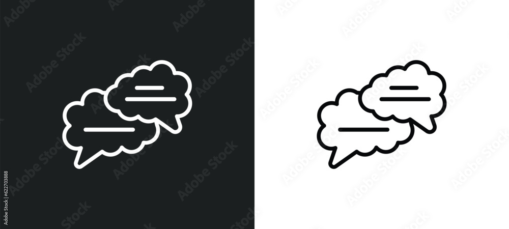 Poster communication speech bubbles outline icon in white and black colors. communication speech bubbles fl
