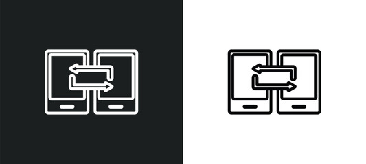 Obraz premium data sharing outline icon in white and black colors. data sharing flat vector icon from multimedia collection for web, mobile apps and ui.