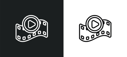 movie clip button outline icon in white and black colors. movie clip button flat vector icon from multimedia collection for web, mobile apps and ui.