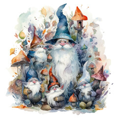 Enchanting Halloween Watercolor Wonderland with Gnome Ghouls