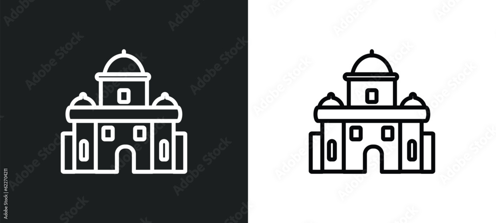 Poster outline icon in white and black colors. flat vector icon from monuments collection for web, mobile a