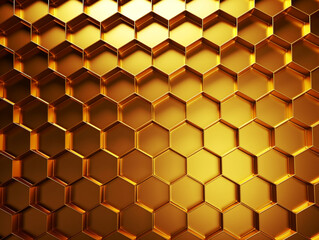 Gold honeycombs for background texture abstraction pattern. Generative AI