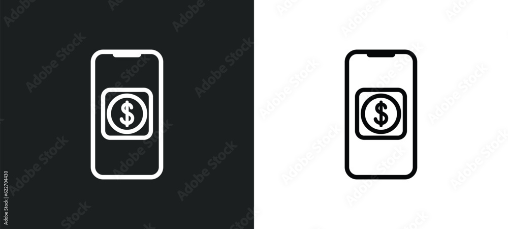 Poster purchase outline icon in white and black colors. purchase flat vector icon from mobile app collectio