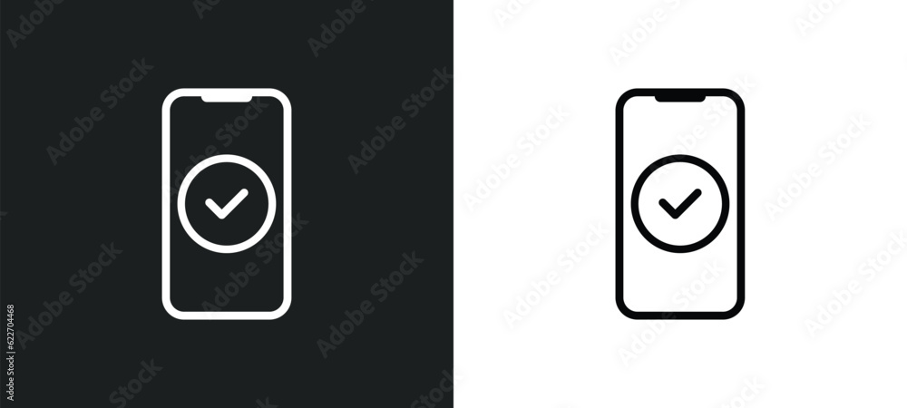 Poster accepted outline icon in white and black colors. accepted flat vector icon from mobile app collectio