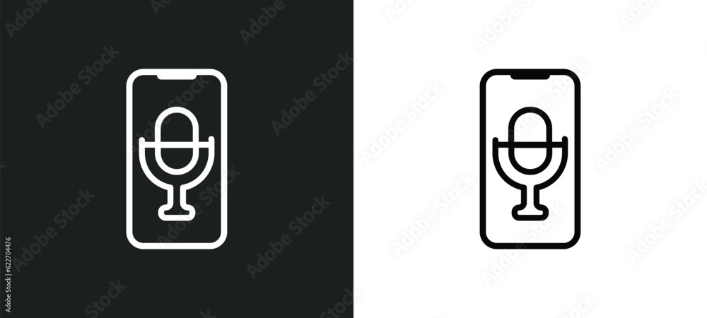 Poster audio outline icon in white and black colors. audio flat vector icon from mobile app collection for 