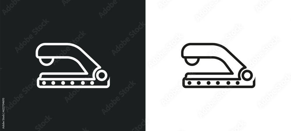 Poster stapler remover outline icon in white and black colors. stapler remover flat vector icon from miscel