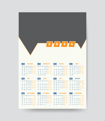 Wall Calendar 2024- One Page Calendar - Single Page Calendar