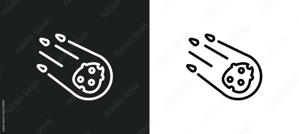 Poster space comet outline icon in white and black colors. space comet flat vector icon from meteorology co