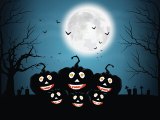 Halloween night celebration illustration with Halloween pumpkins vector. Happy Halloween.