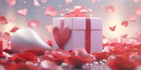 AI Generated. AI Generative. Valentine romantic love decoration party holiday gift present xmas christmas box new year vibe. Graphic Art