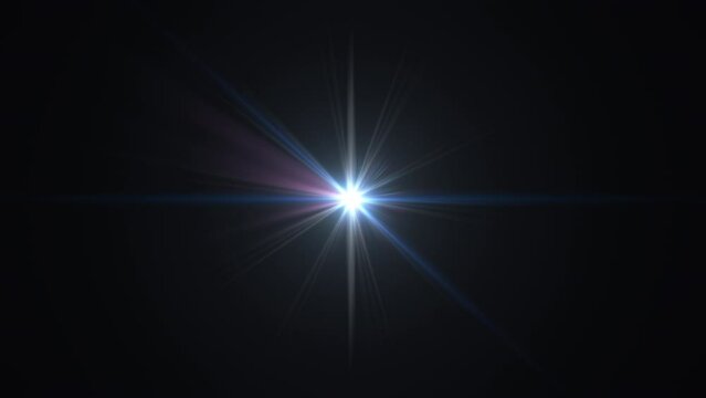 Loop moving glow blue pink star lights optical lens flares shiny animation art abstract background for screen project overlay.Isolate using QuickTime Alpha Channel proress444