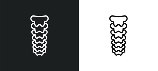 vertebra outline icon in white and black colors. vertebra flat vector icon from medical collection for web, mobile apps and ui. - obrazy, fototapety, plakaty
