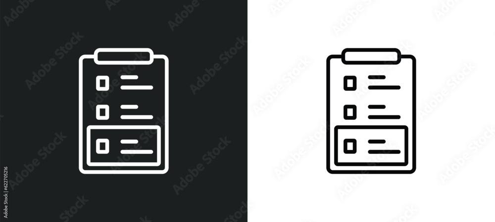 Aufkleber medical notes of a list paper on a clipboard outline icon in white and black colors. medical notes o