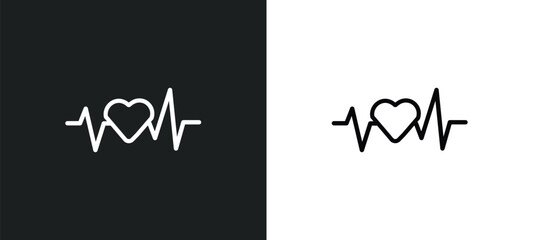 pulse line outline icon in white and black colors. pulse line flat vector icon from medical collection for web, mobile apps and ui.