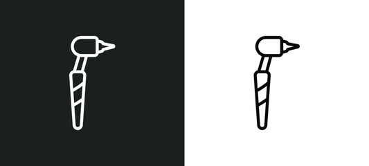 otoscope outline icon in white and black colors. otoscope flat vector icon from medical collection for web, mobile apps and ui. - obrazy, fototapety, plakaty