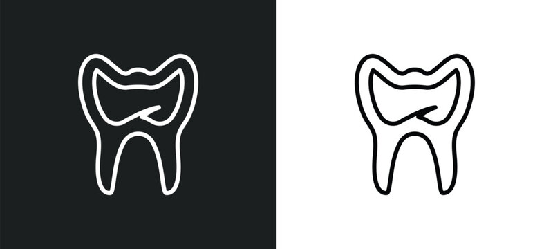 molar tooth outline icon in white and black colors. molar tooth flat vector icon from medical collection for web, mobile apps and ui.