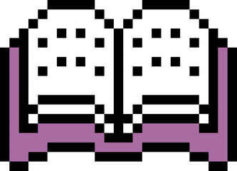 book cartoon icon in pixel style
