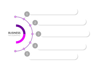 Infographic template for business. 5 Steps Modern Timeline diagram with progress arrows, presentation vector infographic. Violet and pink