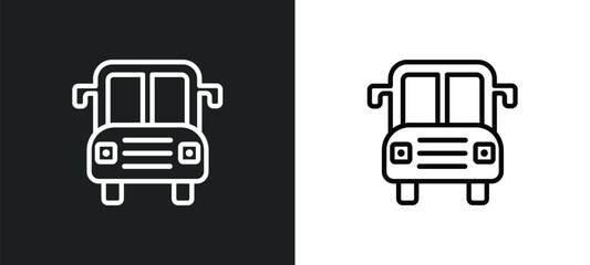 Fototapeta premium big bus front outline icon in white and black colors. big bus front flat vector icon from mechanicons collection for web, mobile apps and ui.