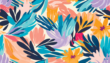 Hand drawn contemporary floral print. Creative colorful seamless pattern. Fashionable template for design