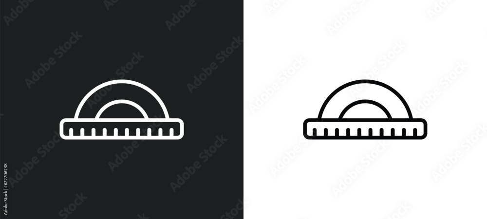 Poster protractor outline icon in white and black colors. protractor flat vector icon from measurement coll