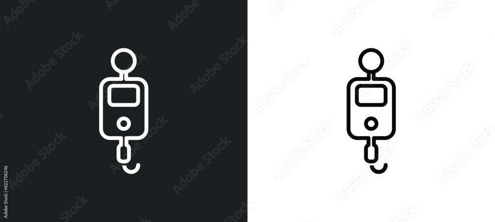 Poster mini scale outline icon in white and black colors. mini scale flat vector icon from measurement coll