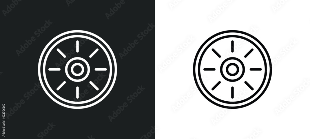 Poster round scale outline icon in white and black colors. round scale flat vector icon from measurement co