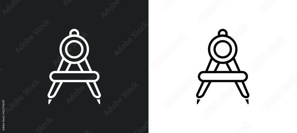Poster open compass outline icon in white and black colors. open compass flat vector icon from measurement 