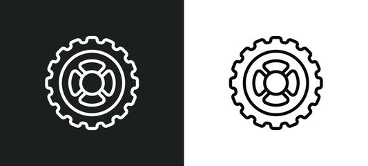 car wheel outline icon in white and black colors. car wheel flat vector icon from mechanicons collection for web, mobile apps and ui. © Digital Bazaar