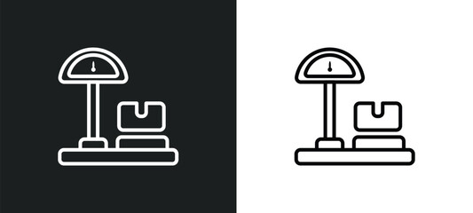 cargo scale outline icon in white and black colors. cargo scale flat vector icon from measurement collection for web, mobile apps and ui.