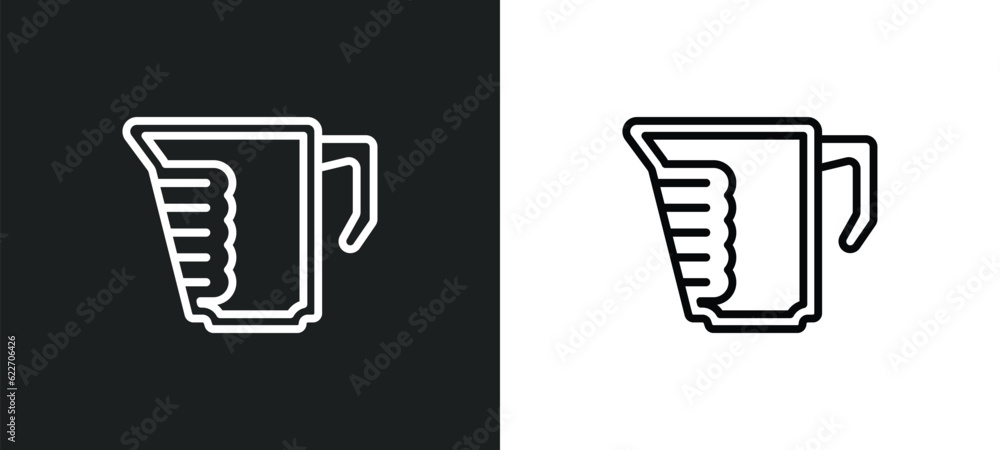 Poster cup scale outline icon in white and black colors. cup scale flat vector icon from measurement collec