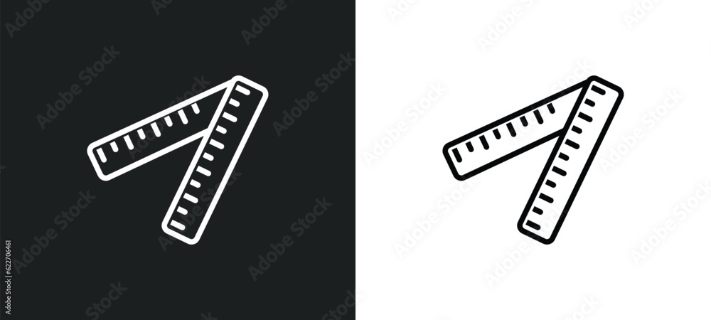 Poster carpenter ruler outline icon in white and black colors. carpenter ruler flat vector icon from measur