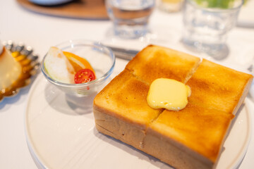 Toast with cream and butter