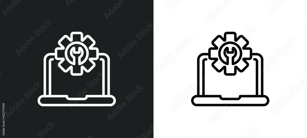 Poster configuration outline icon in white and black colors. configuration flat vector icon from marketing 