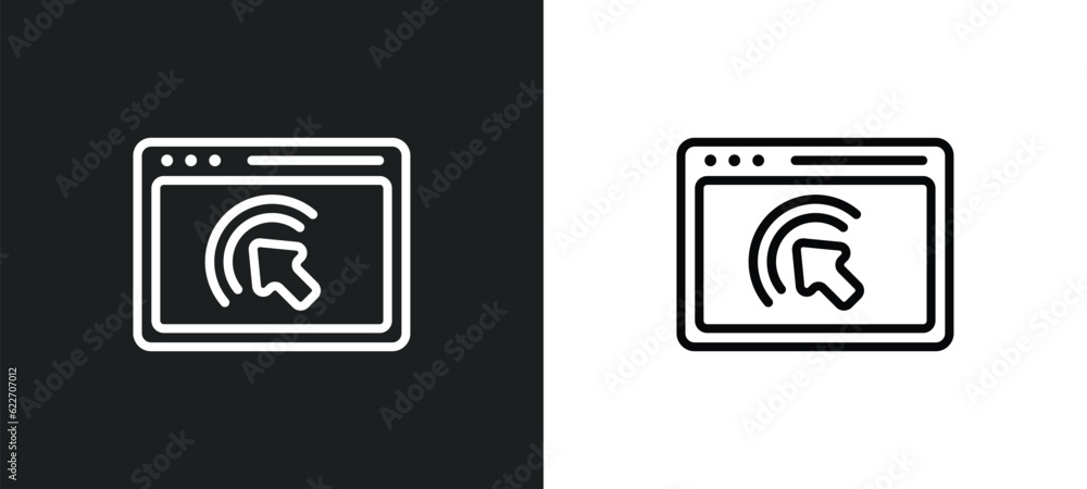 Poster web cursor outline icon in white and black colors. web cursor flat vector icon from marketing collec