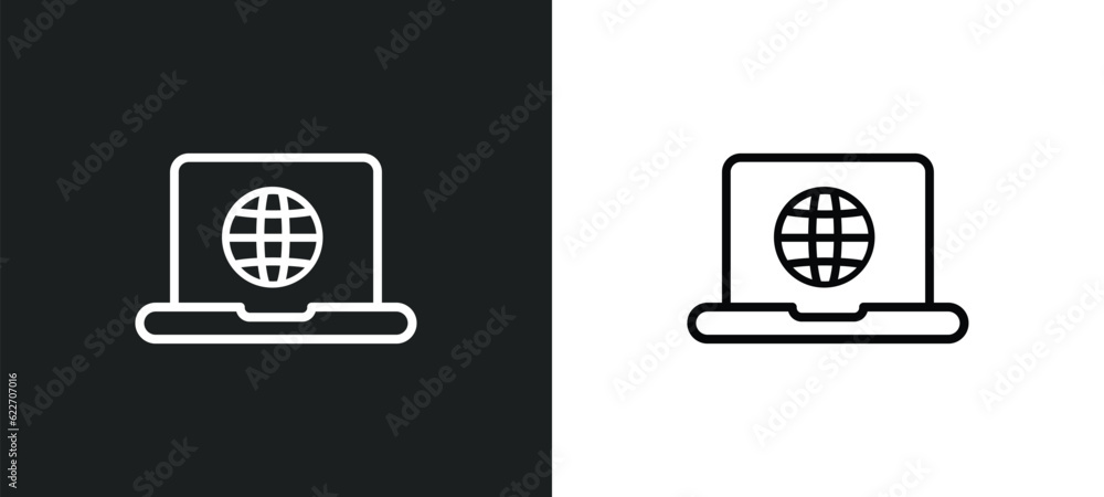 Poster web package outline icon in white and black colors. web package flat vector icon from marketing coll