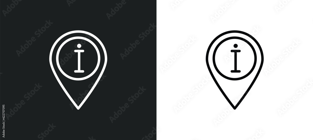 Poster information point outline icon in white and black colors. information point flat vector icon from ma
