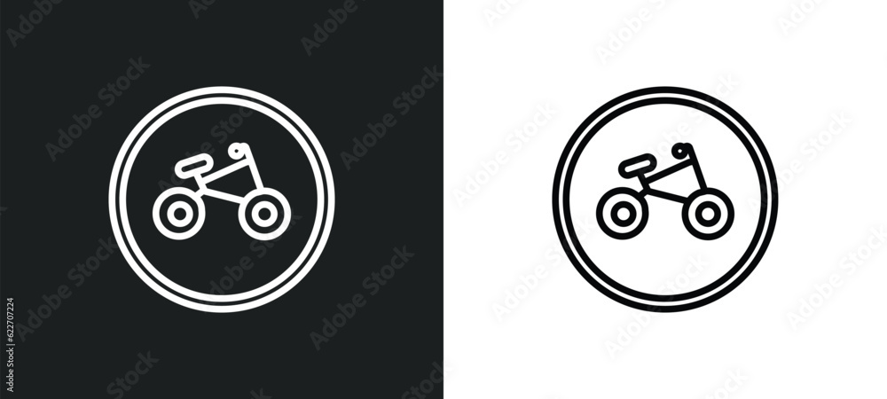 Poster bicycle outline icon in white and black colors. bicycle flat vector icon from maps and flags collect