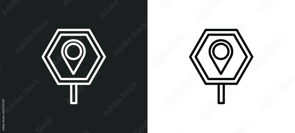 Poster placeholder point outline icon in white and black colors. placeholder point flat vector icon from ma