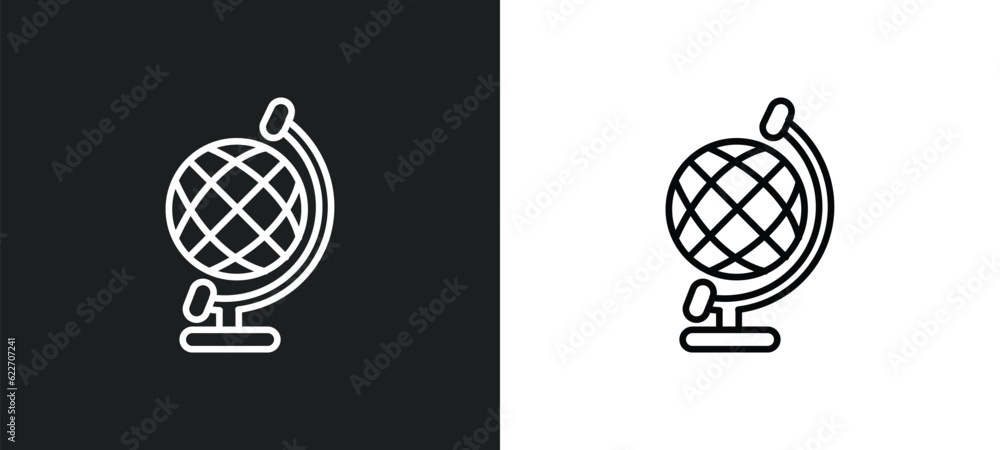 Poster earth gobe outline icon in white and black colors. earth gobe flat vector icon from maps and flags c