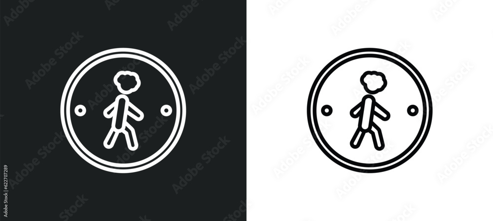 Poster crossing zone outline icon in white and black colors. crossing zone flat vector icon from maps and f