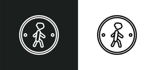 crossing zone outline icon in white and black colors. crossing zone flat vector icon from maps and flags collection for web, mobile apps and ui.