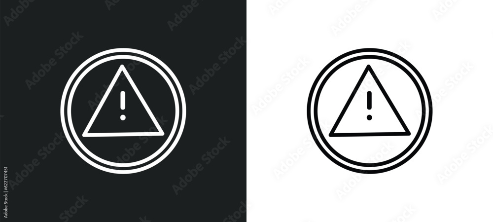 Poster caution outline icon in white and black colors. caution flat vector icon from maps and flags collect