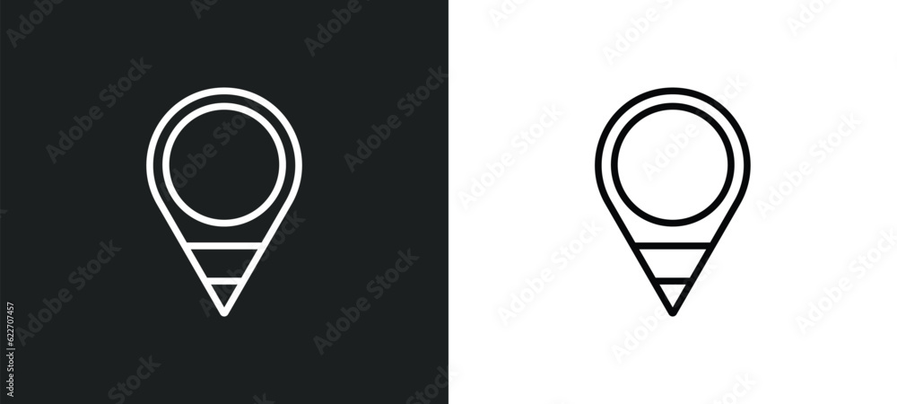 Poster location marker outline icon in white and black colors. location marker flat vector icon from maps a