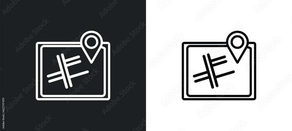 Poster street outline icon in white and black colors. street flat vector icon from maps and flags collectio