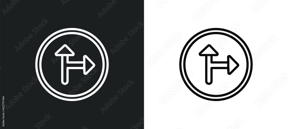 Poster left side road outline icon in white and black colors. left side road flat vector icon from maps and