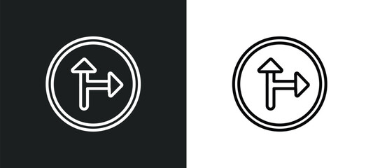 left side road outline icon in white and black colors. left side road flat vector icon from maps and flags collection for web, mobile apps and ui.
