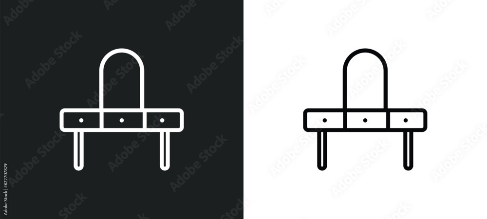Poster dressing table outline icon in white and black colors. dressing table flat vector icon from luxury c