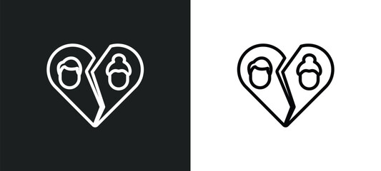 divorce outline icon in white and black colors. divorce flat vector icon from law and justice collection for web, mobile apps and ui.
