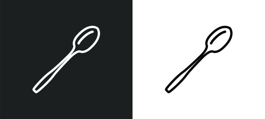 tablespoon outline icon in white and black colors. tablespoon flat vector icon from kitchen collection for web, mobile apps and ui. - obrazy, fototapety, plakaty
